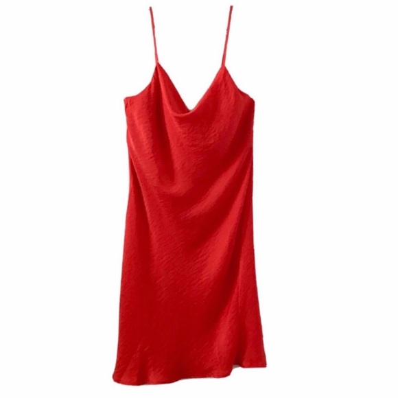 Lulus Dresses & Skirts - Lulus Satin Slip Dress Cowl Drape Neck Red XL
